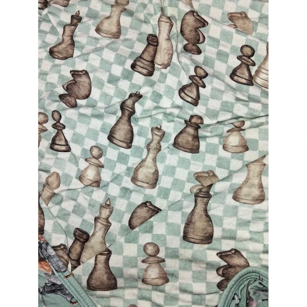 Posh Peanut Wallace Blanket Chess Game Baby Boy Green Soft Bamboo Rayon 40x40